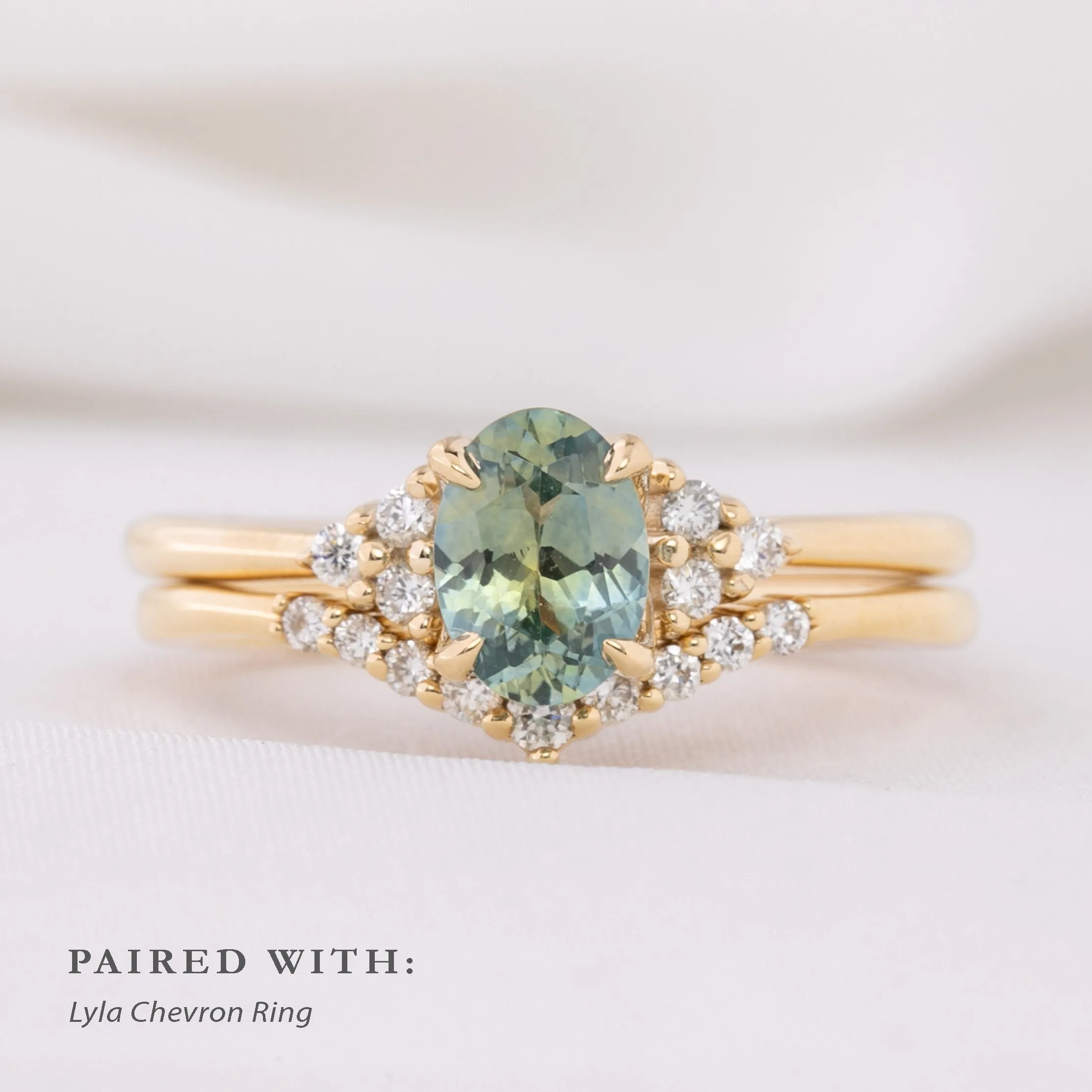 Teresa Ring 0.95ct Light Parti Aqua Green Montana Sapphire, 14k Yellow Gold (One of a kind)