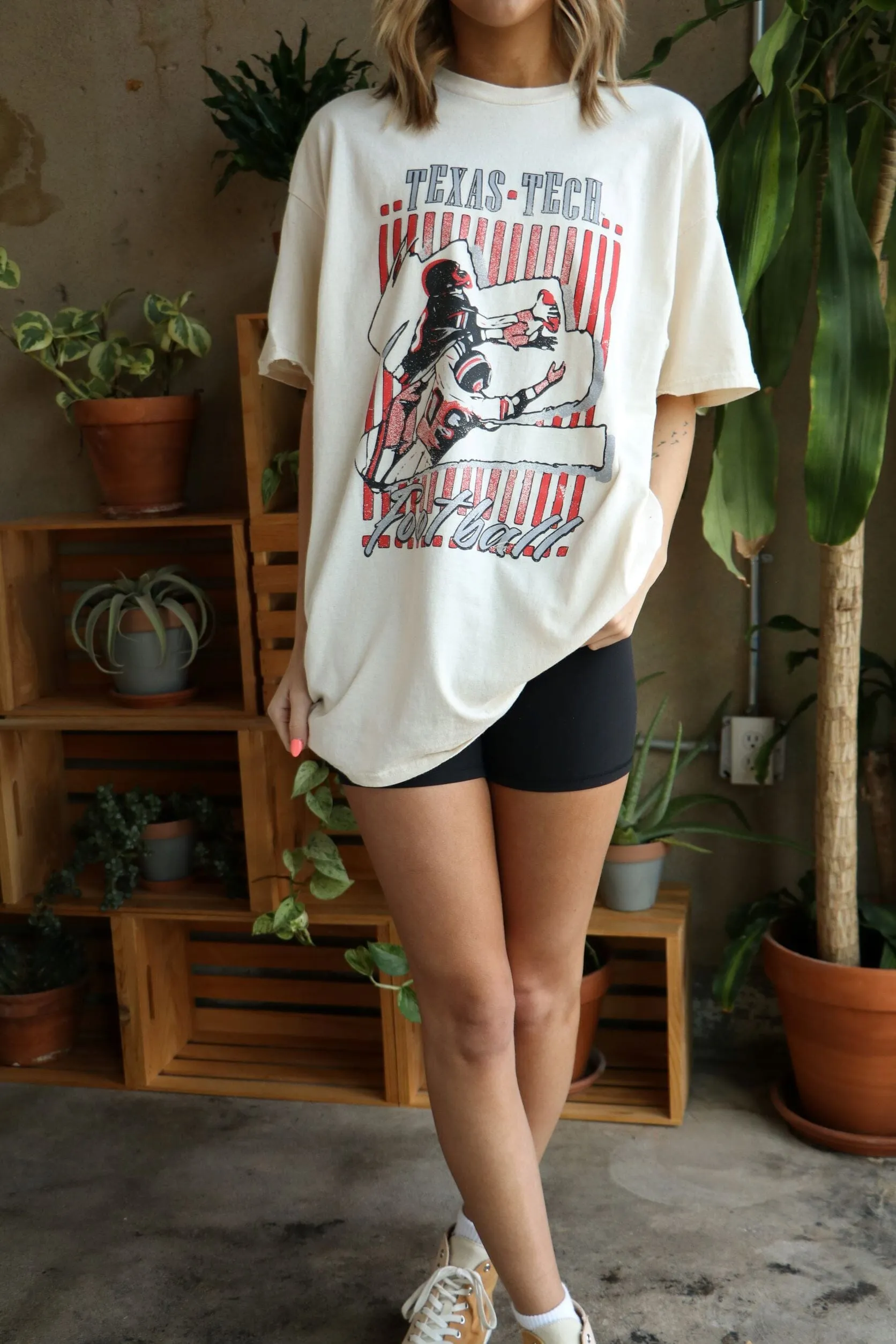 Texas Tech Beach Shade Off White Thrifted Tee