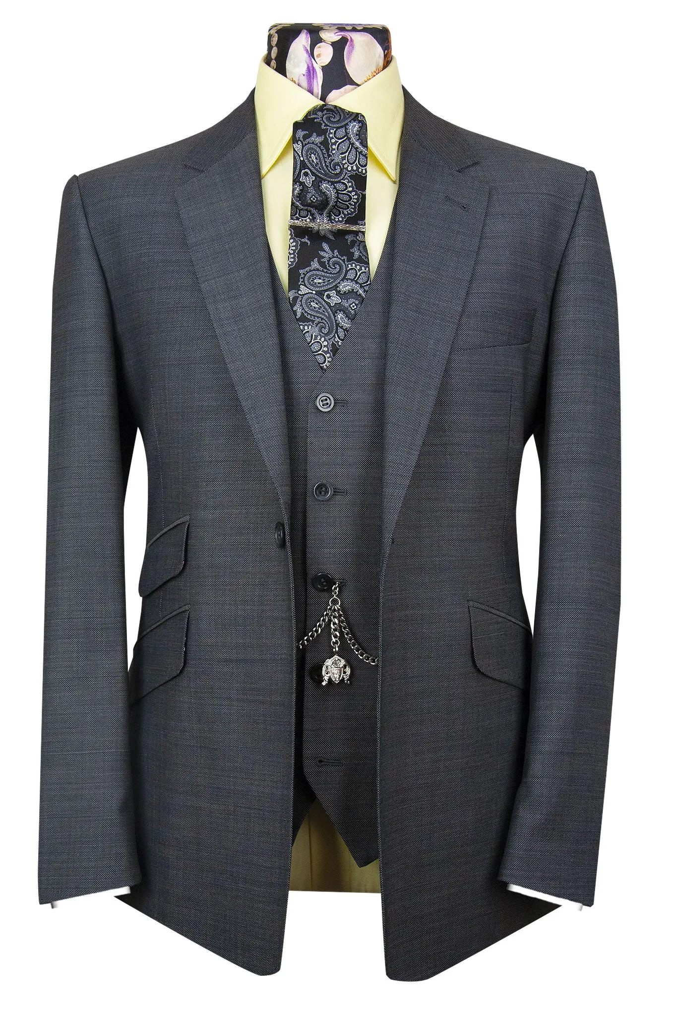 The Quince Graphite Grey Suit with White Weave Pattern