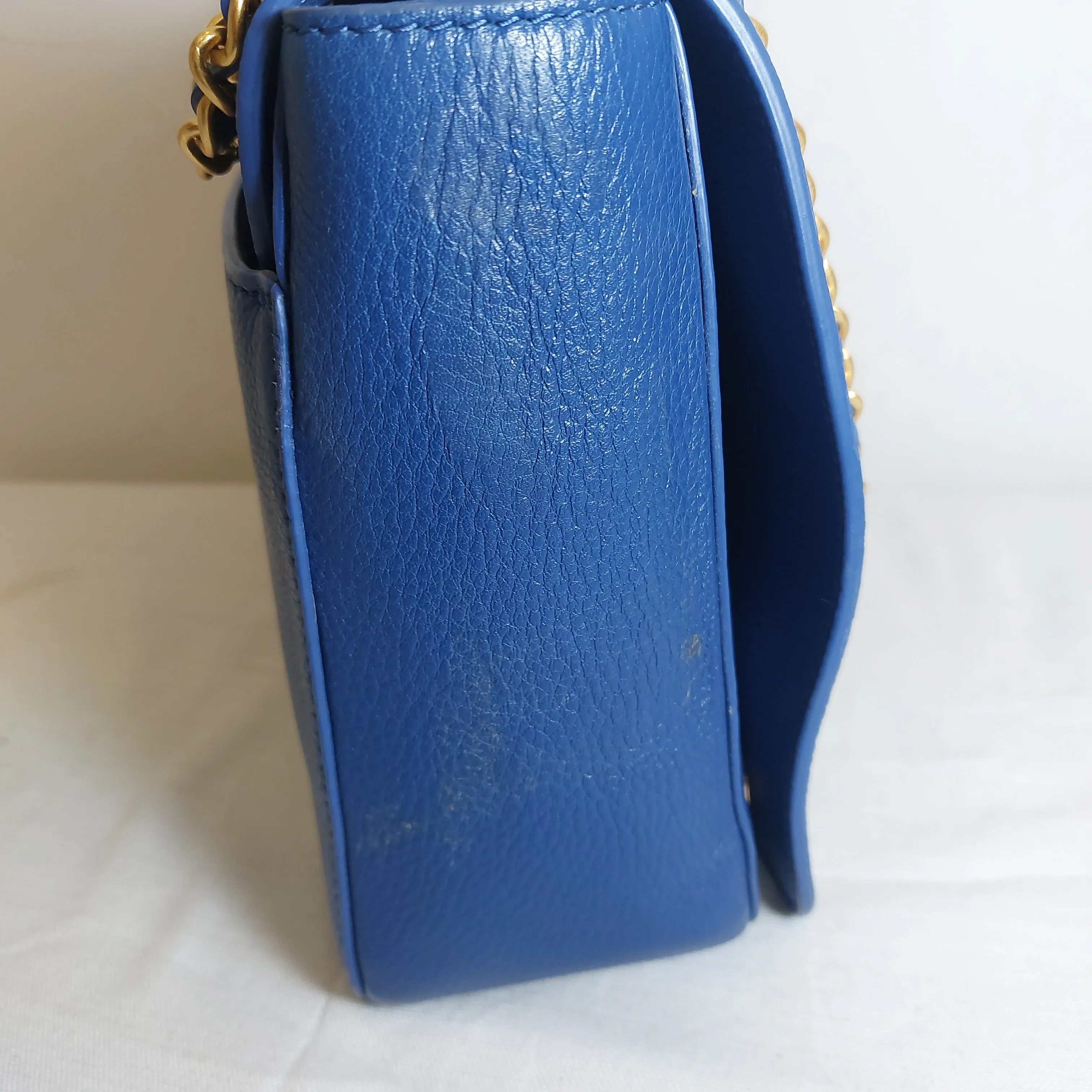 Tory Burch Britten Blue Pebbled Leather Shoulder Bag | Pre Loved |