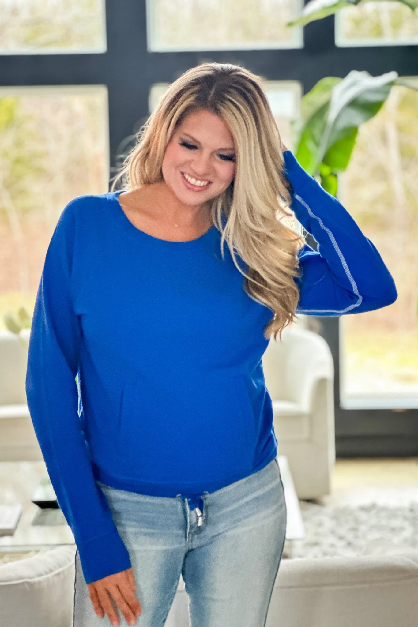 Tribal Tammy Crew Neck Sweatshirt : Cobalt