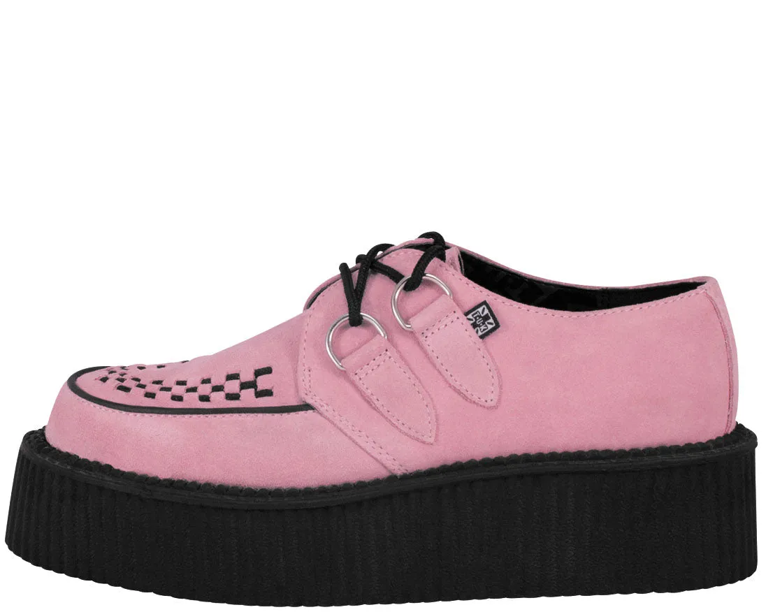 T.U.K Pink Suede Round Viva MOndo Creeper