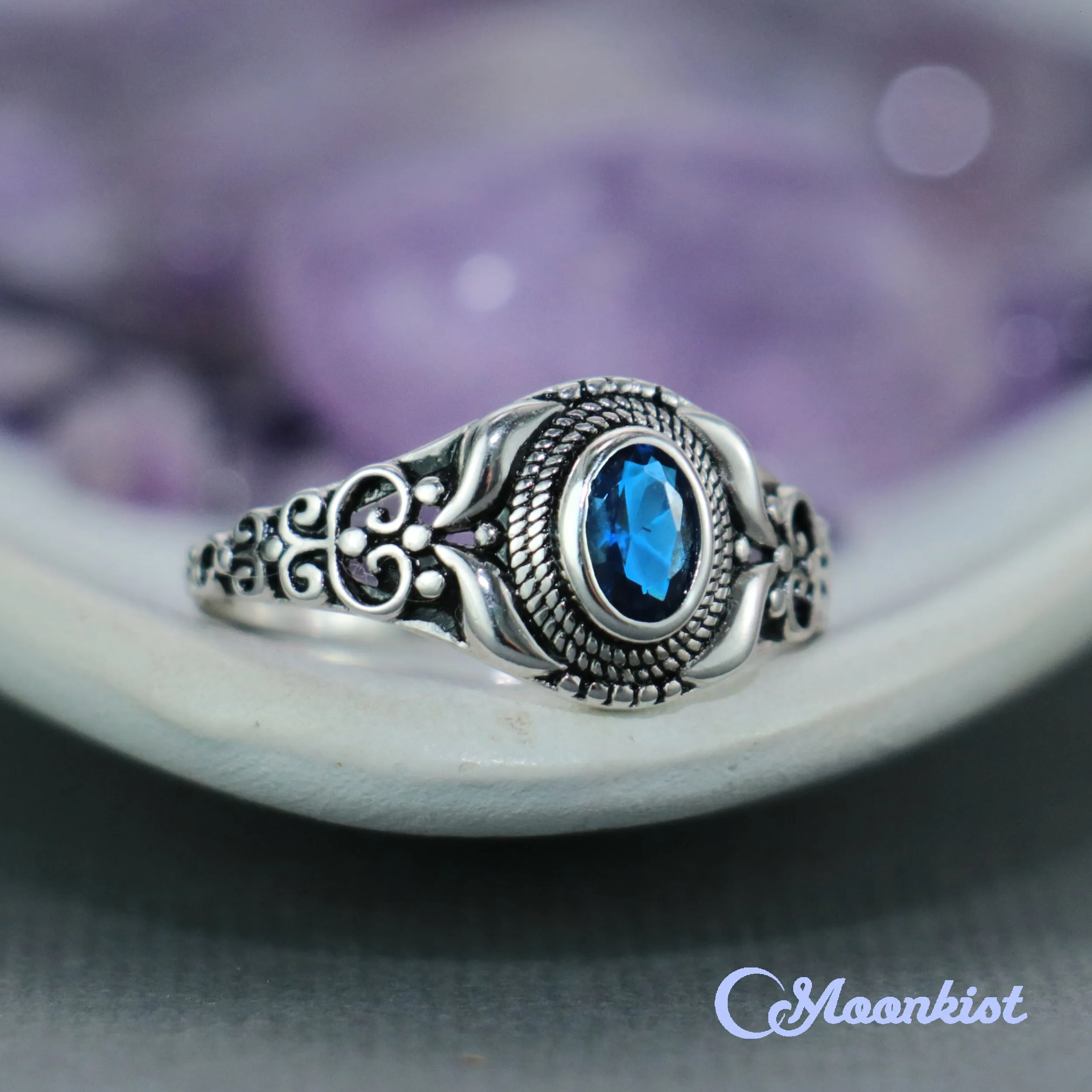 Unique Blue Cubic Zirconia Graduation Ring | Moonkist Designs