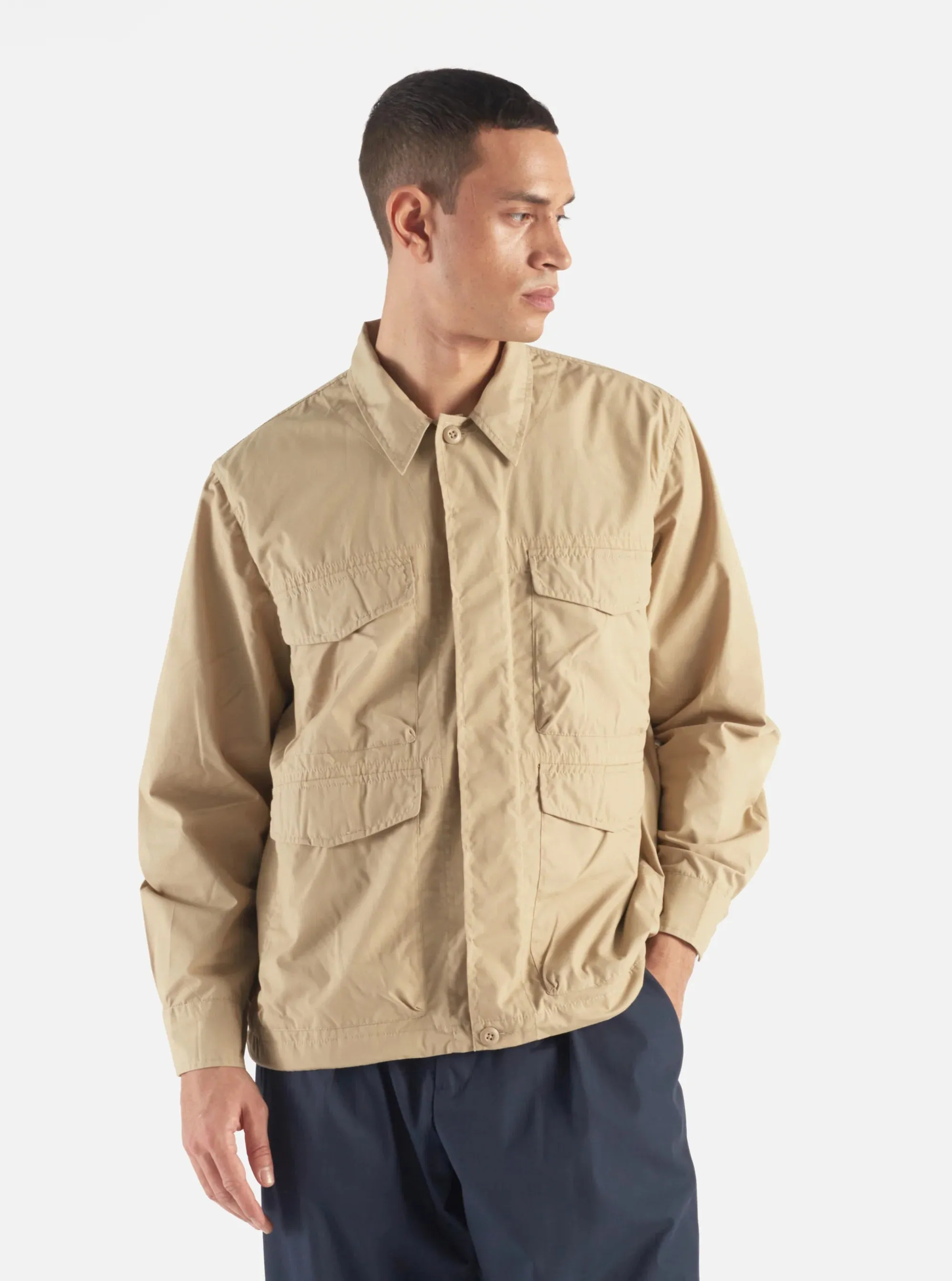 UNIVERSAL WORKS Parachute Field Jacket In Sand Recycled Poly Tech