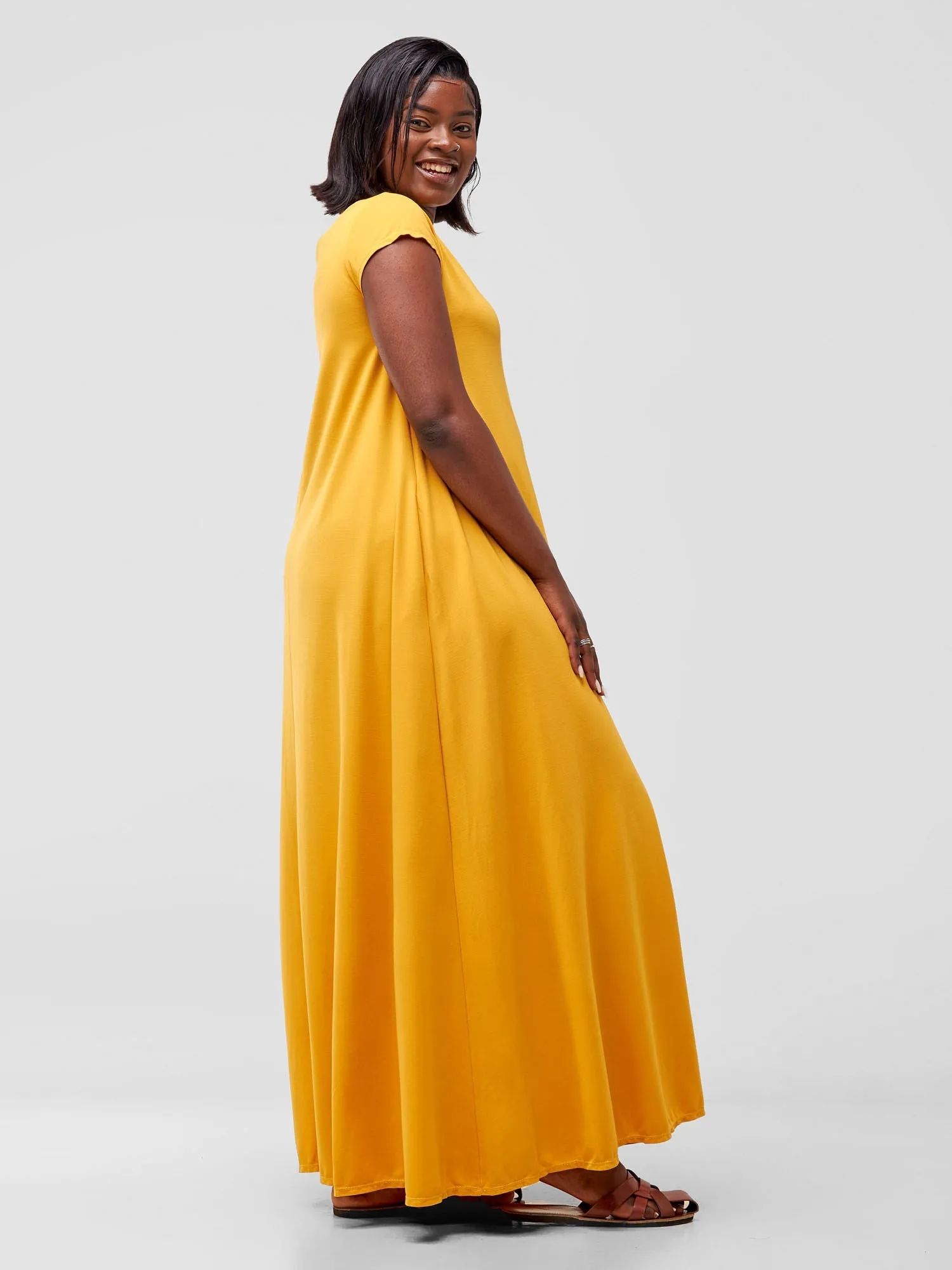 Vivo Basic Kena Tent Maxi Dress - Mustard