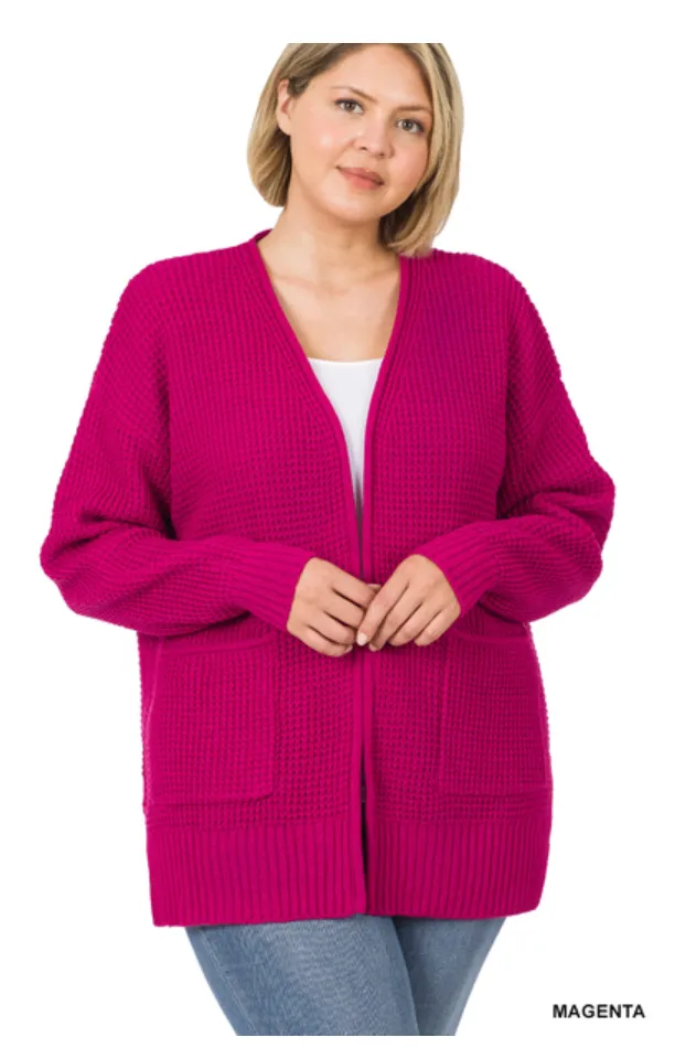 Waffle Open Cardigan