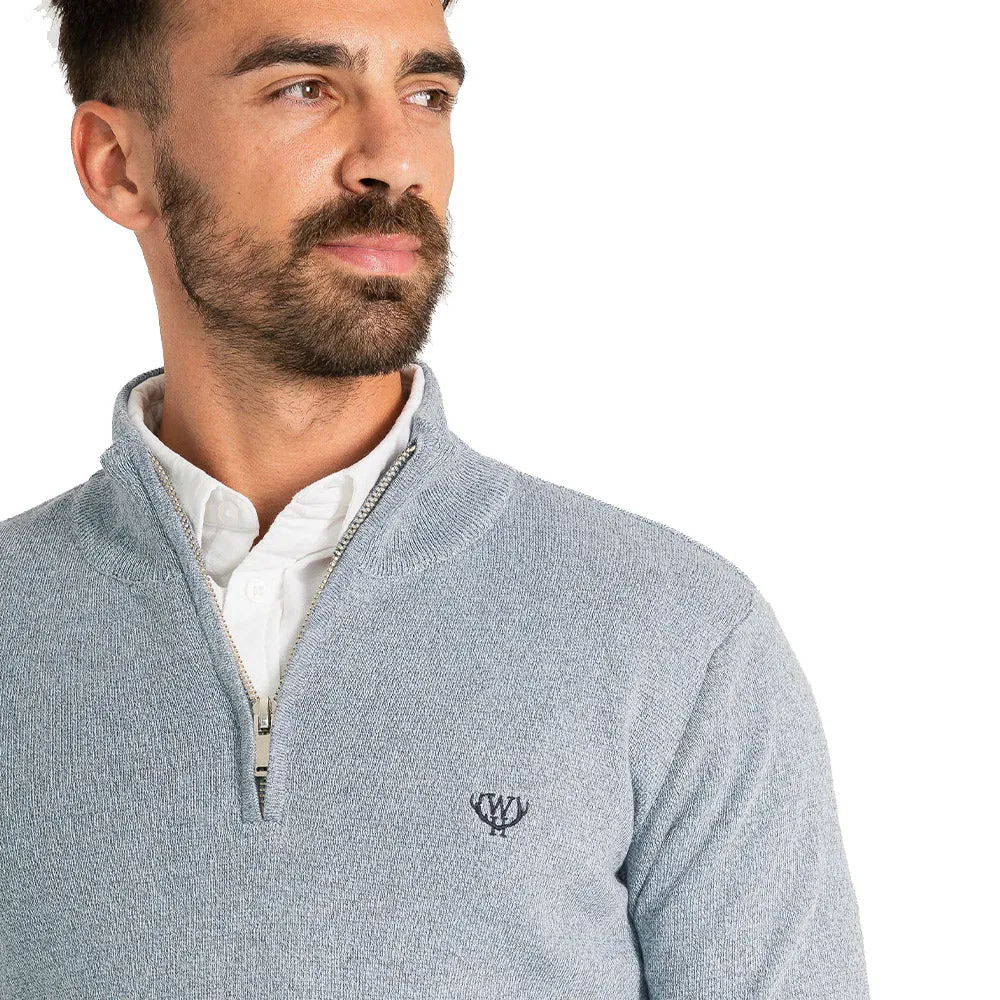 Walker & Hunt - Blue Twist Knitted 1/4 Zip