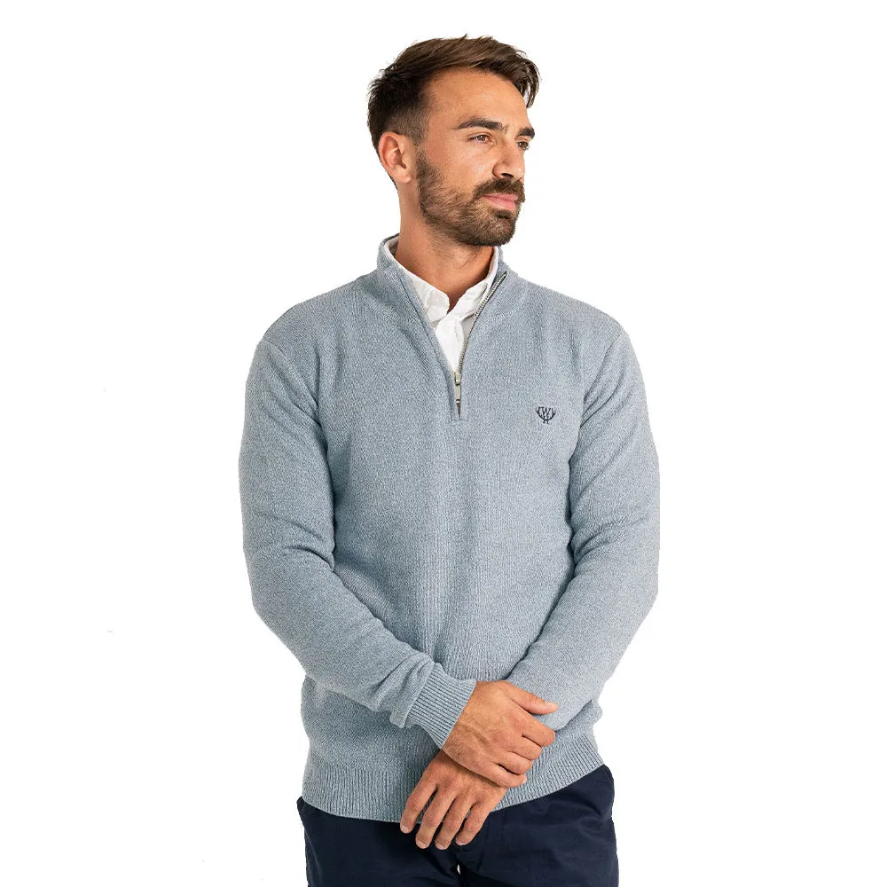 Walker & Hunt - Blue Twist Knitted 1/4 Zip