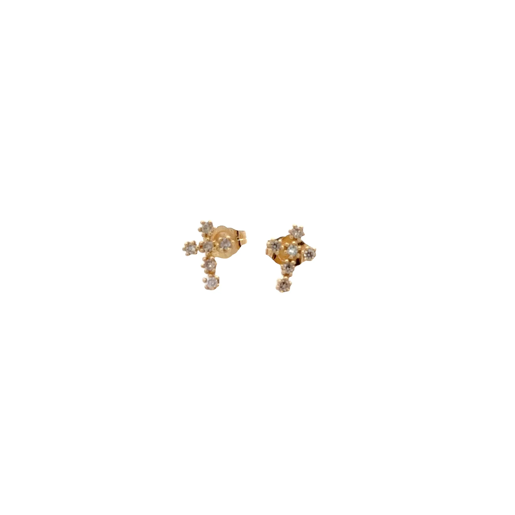 WD605, Beaded set Diamond Cross Studs