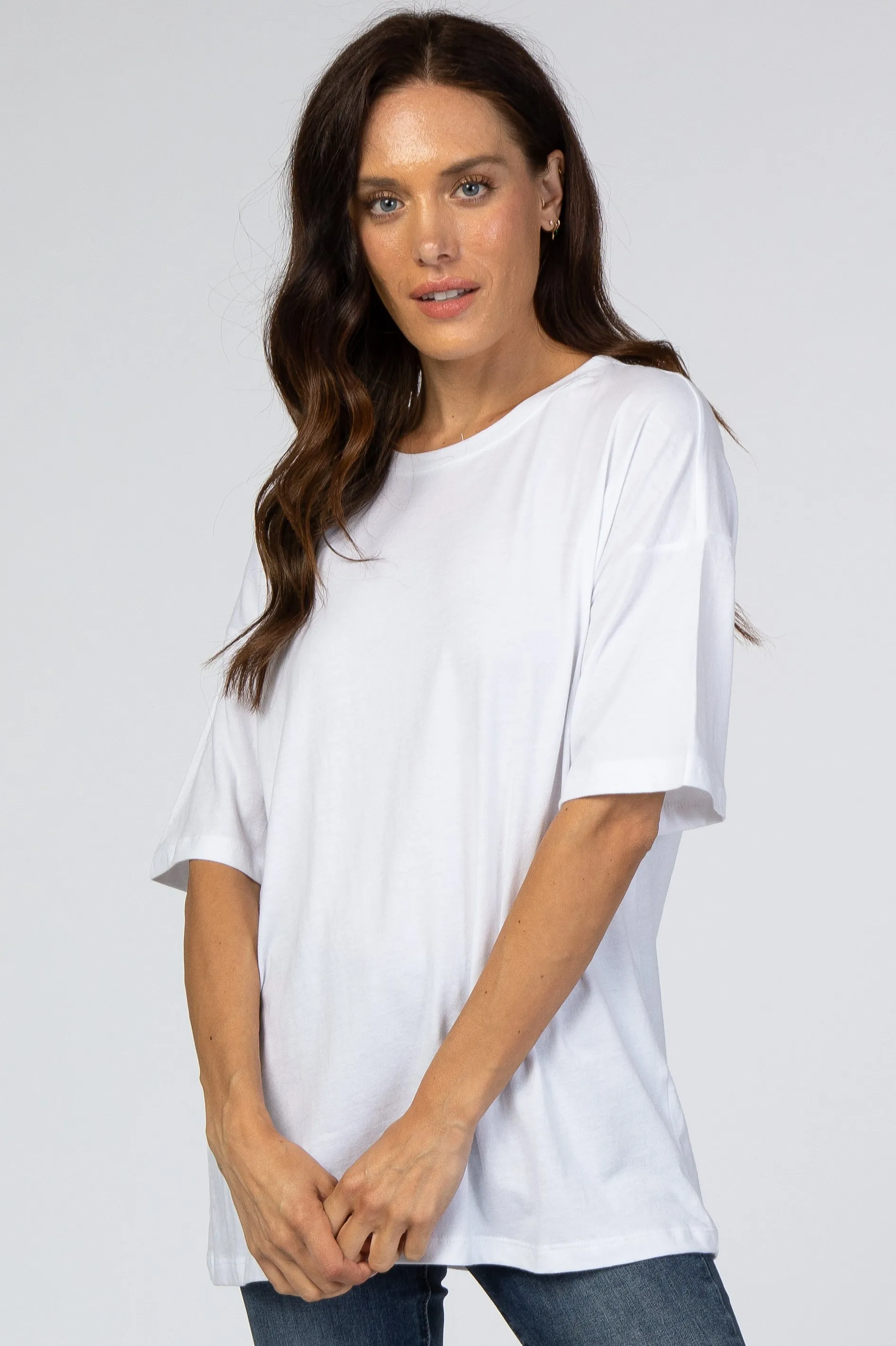 White Basic Short Sleeve Maternity Tee