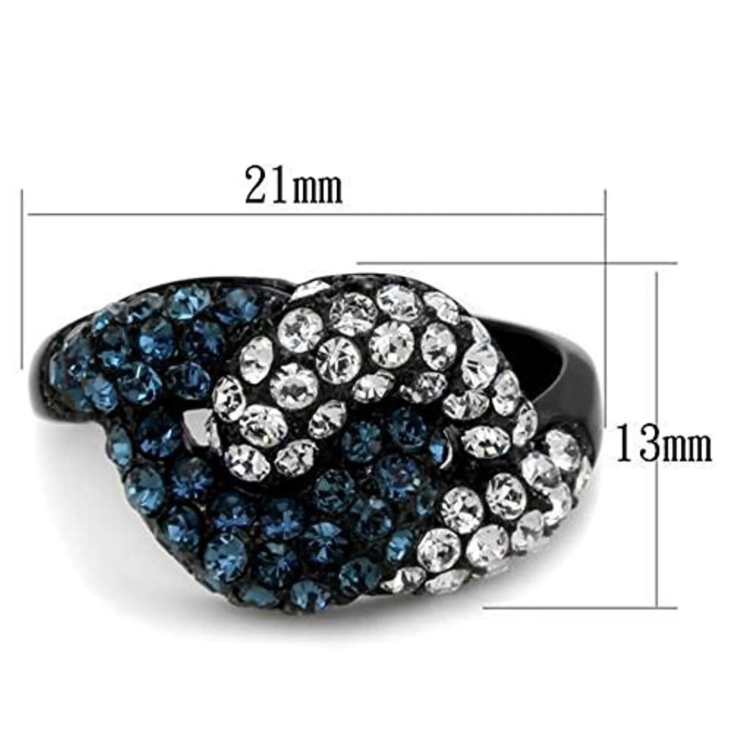 WildKlass Stainless Steel Ring IP Black Women Top Grade Crystal Montana