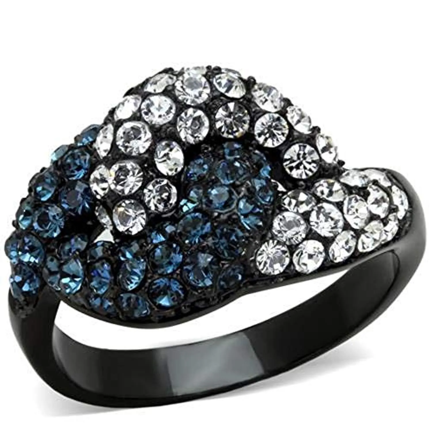 WildKlass Stainless Steel Ring IP Black Women Top Grade Crystal Montana