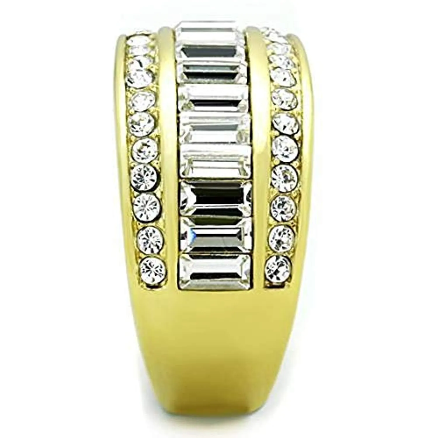 WildKlass Stainless Steel Ring IP Gold Women Top Grade Crystal Clear