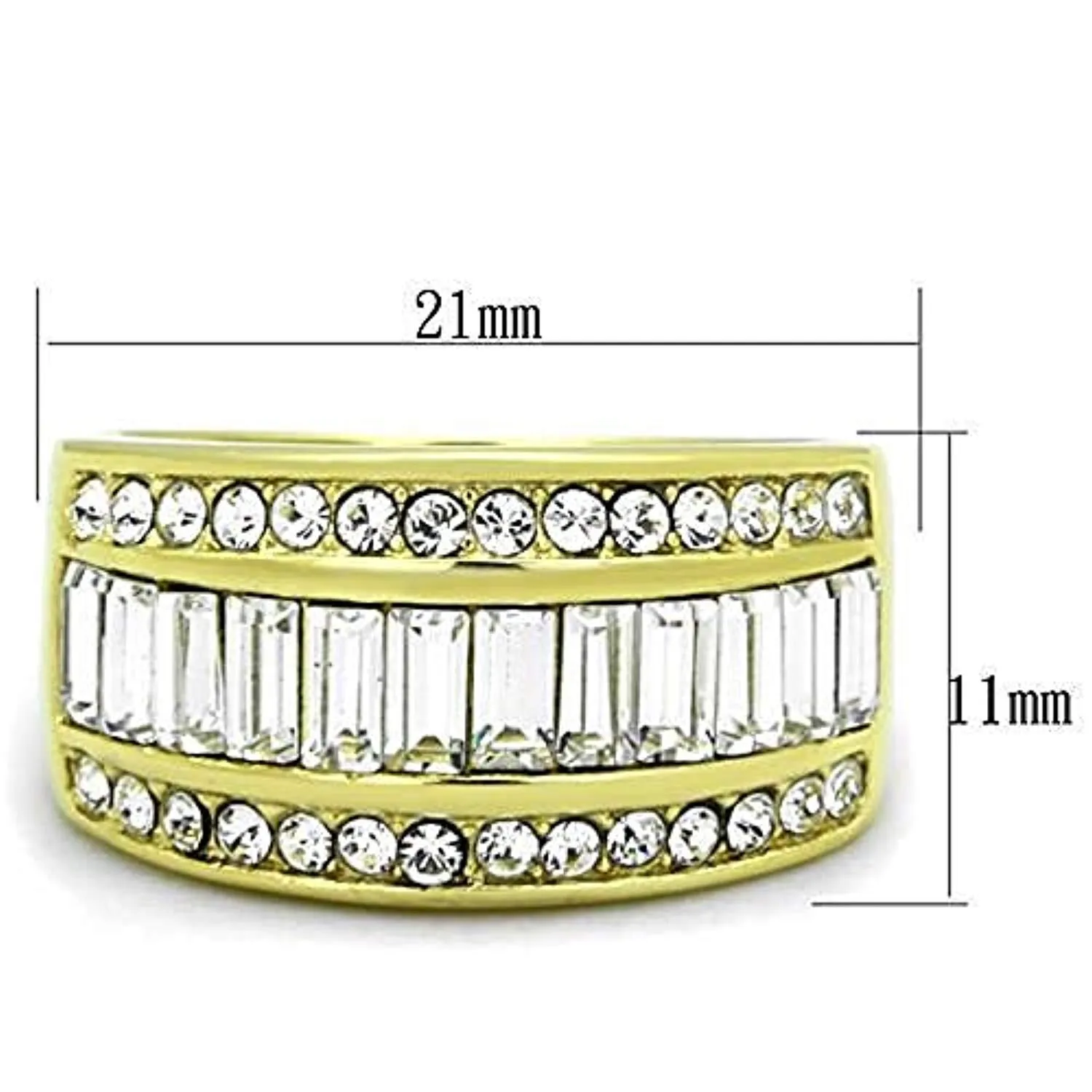 WildKlass Stainless Steel Ring IP Gold Women Top Grade Crystal Clear