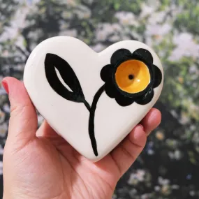 Yellow Flower Porcelain Heart