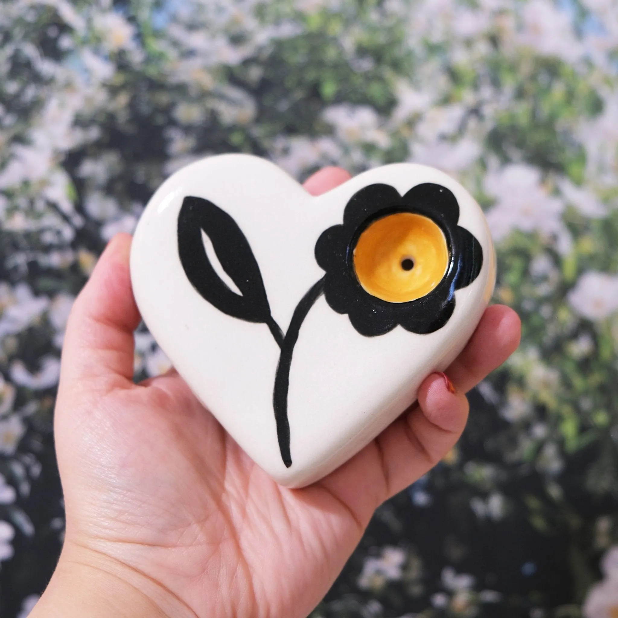 Yellow Flower Porcelain Heart