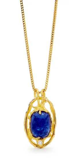 Yellow Gold Tanzanite & Diamond Pendant