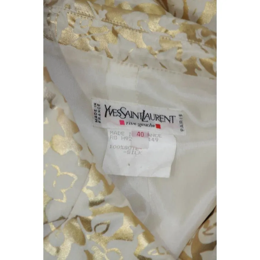 YVES SAINT LAURENT Gold Foil Jacket w/ Daisy Buttons | Size 40